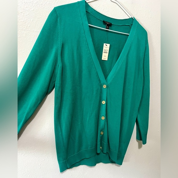 Talbots NWT Teal V-Neck Button Cardigan - Medium Petite - Picture 6 of 9